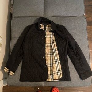 Burberry Black Quilted Jacket with Plaid Lining